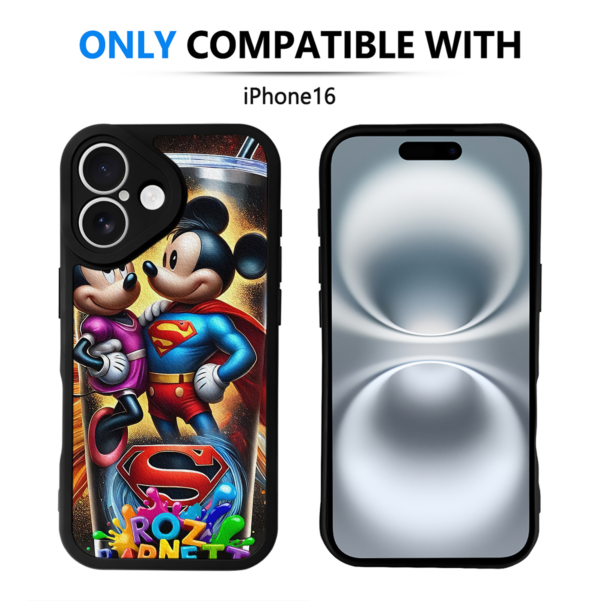 （画像用） ミッキーマウス Mickey Mouse 【iPhone 16シリーズ対応】シリコンスマホケース（レザー調） 材質：シリコン